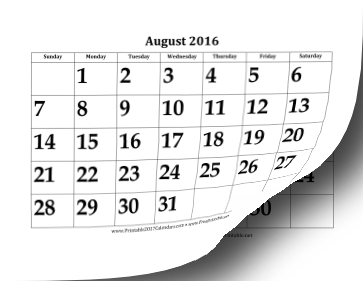 2016-2017 Large Academic Calendar Calendar