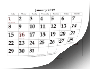 2017 Calendar with Large Dates calendar