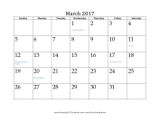 March 2017 Calendar calendar