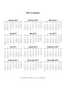 2017 Calendar one page with Large Print (vertical) calendar