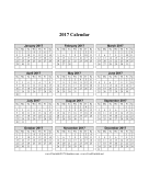 2017 Calendar on one page (vertical grid) calendar