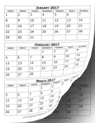 2017 Calendar Three Months Per Page calendar