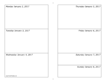 01/02/2017 Weekly Calendar-landscape Calendar