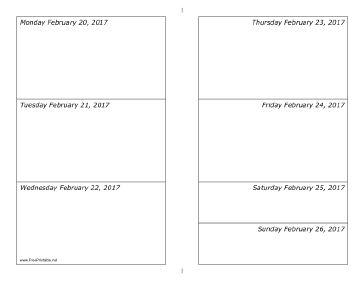 02/20/2017 Weekly Calendar-landscape Calendar