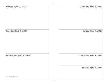 04/03/2017 Weekly Calendar-landscape Calendar