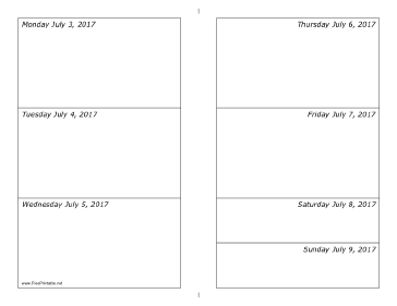 07/03/2017 Weekly Calendar-landscape Calendar