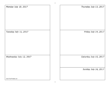 07/10/2017 Weekly Calendar-landscape Calendar