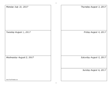 07/31/2017 Weekly Calendar-landscape Calendar
