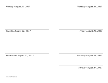 08/21/2017 Weekly Calendar-landscape Calendar