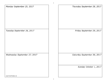 09/25/2017 Weekly Calendar-landscape Calendar