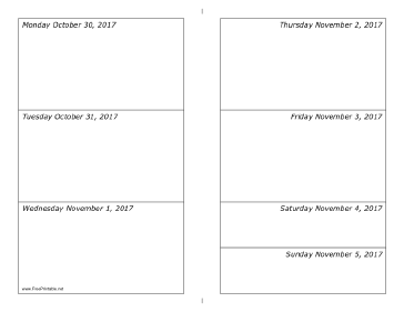 10/30/2017 Weekly Calendar-landscape Calendar