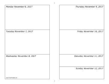 11/06/2017 Weekly Calendar-landscape Calendar