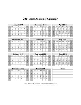 2017-2018 Academic Calendar Calendar