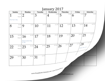 2017 Calendar with day-of-year and days-remaining-in-year Calendar