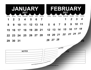 2017 Cute Scallop Calendar Calendar