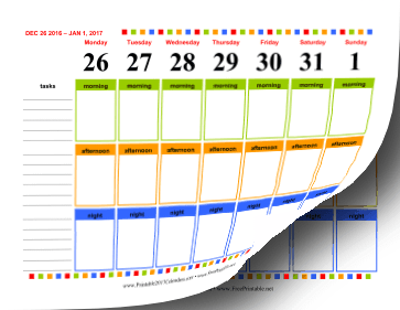 2017 Morning Afternoon Night Calendar Calendar