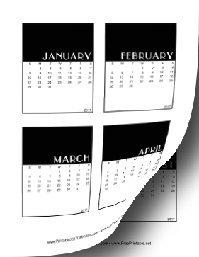 2017 Vertical Scrapbook Calendar Cards Calendar