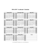 2016-2017 Academic Calendar calendar