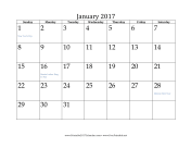 January 2017 Calendar calendar