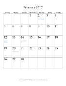 February 2017 Calendar (vertical) calendar