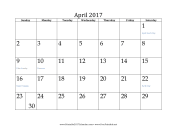 April 2017 Calendar calendar
