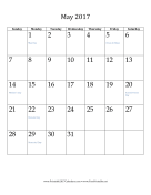 May 2017 Calendar (vertical) calendar