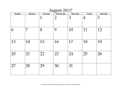 August 2017 Calendar calendar