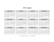 2017 Calendar (horizontal grid descending) calendar
