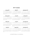 2017 Calendar (vertical descending) calendar