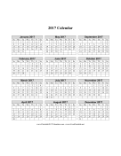 2017 Calendar (vertical grid) calendar