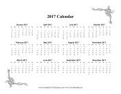 2017 One Page Calendar With Flowers calendar